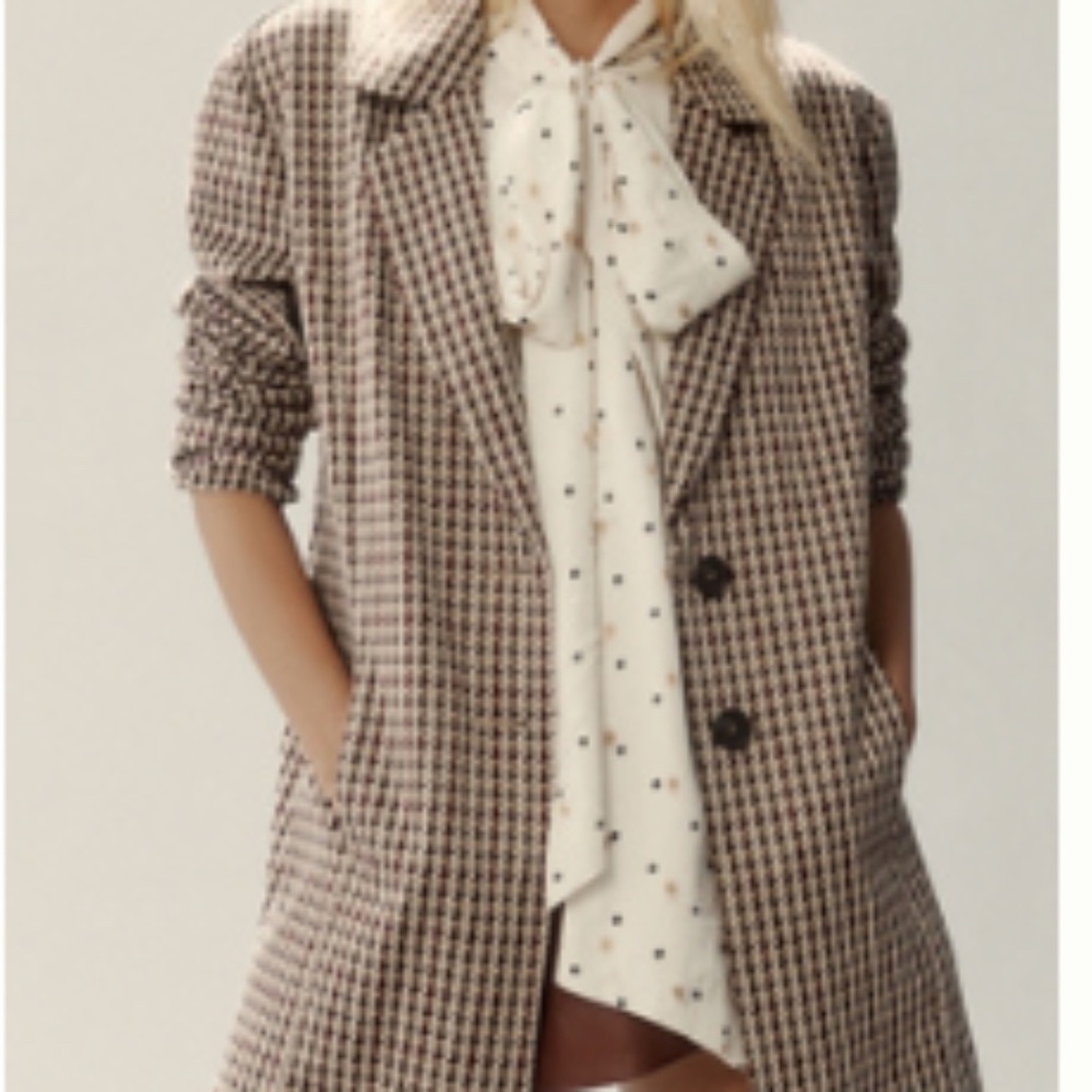 Anthropologie, Avec Les Filles Knit Oversized Blazer, in Heritage Houndstooth